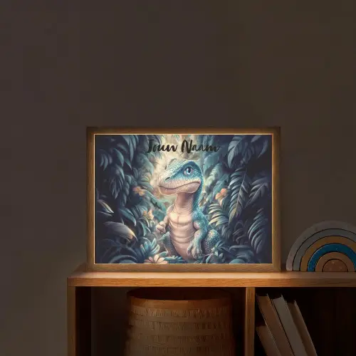 Dino - Jungle - Blauw Light Box met batterij (Wandlamp kind) middel -sfeer1_kind