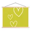 Groen - Hartjes - Wit textielposter latten blank klein -3d