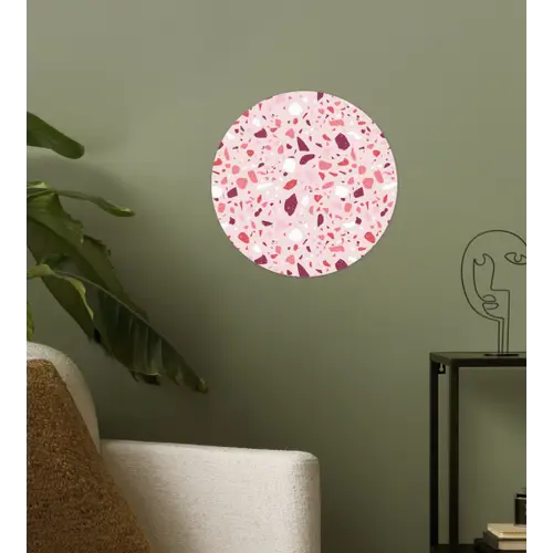 Terrazzo - Patroon - Roze Wandcirkel behangsticker klein 186 -sfeer2