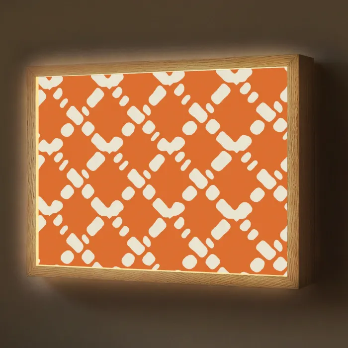 Oranje - Ruitpatroon - Wit Light Box met batterij (Wandlamp) middel 907 -z3d_website