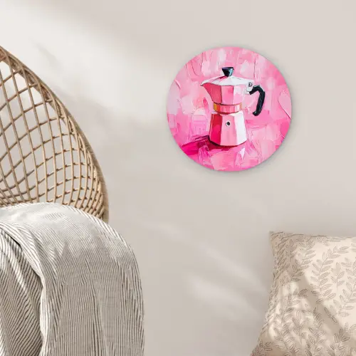 Roze - Verf - Coffee Wandcirkel kunststof plaat 5mm dik klein -sfeer5