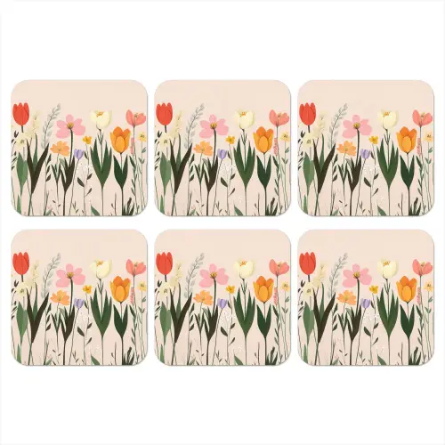 Pasteltinten - Bloemen - Illustratie onderzetter kurk middel -3d