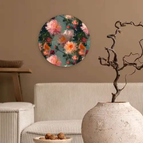 Dahlia - Bloemen - Patroon Wandcirkel kunststof plaat 5mm dik klein 188 -sfeer1