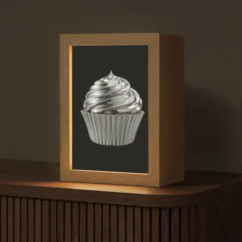Cupcake - Luxueus - Zilver Light Box met kabel (Tafellamp) klein -z3d_website