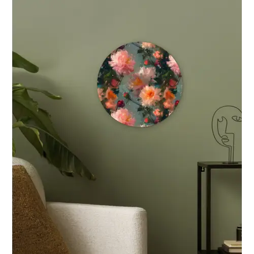 Dahlia - Bloemen - Patroon Wandcirkel plexiglas klein 852 -sfeer3