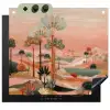 Roze landschap - Palmen - Water Inductie beschemer met haakjes middel -3d