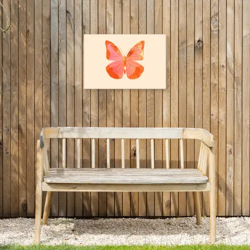 Vlinder - Minimalistisch - Roze Tuinposter op houten frame 2 cm dik klein -sfeer4