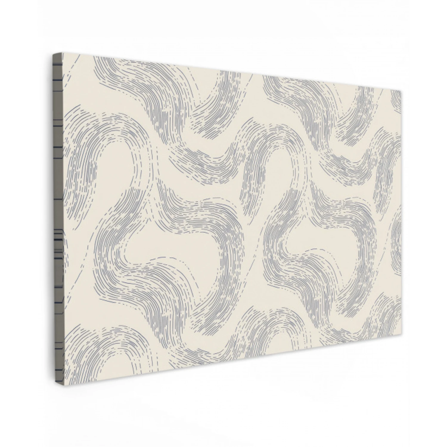 Lijnen - Patroon - Beige - Minimalistisch Tuinposter op houten frame 2 cm dik klein 845 -3d