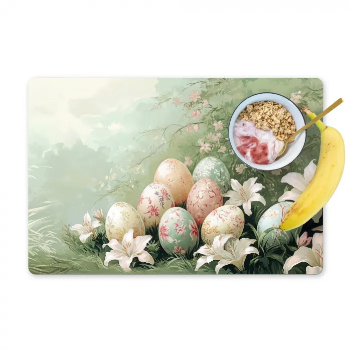 Paaseieren - Pasteltinten - Bloemen Placemat vinyl groot -zzzproduct_Kitchenyeah-website
