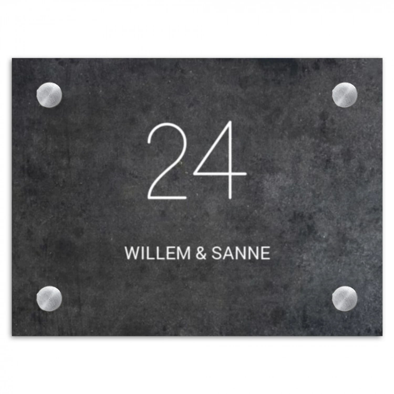 Donker steen - Klassiek Naambord Rechthoek middel -3d