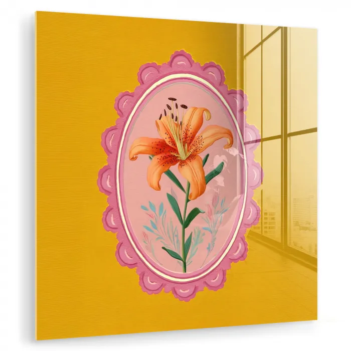 Lelie - Oranje - Lijst - Ovaal plexiglas 5mm klein -zzzproduct_nieuw