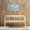 Wereldkaart - Oceaan - Realistisch - Blauw Tuinposter op houten frame 2 cm dik klein -sfeer4