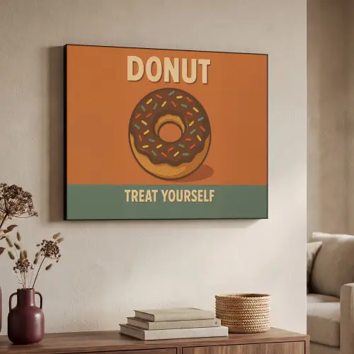 Donut - Spikkels - Kleurrijk - Quote Textielframe zwart klein -sfeer3
