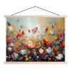 Bloemen - Kunst - Natuur - Olieverf textielposter latten blank klein -3d