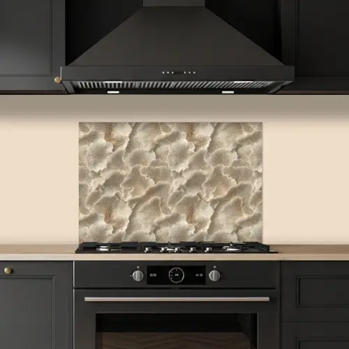 Waaierstructuren - Beige - Vezeltextuur keuken achterwand spatscherm klein 900 -sfeer1