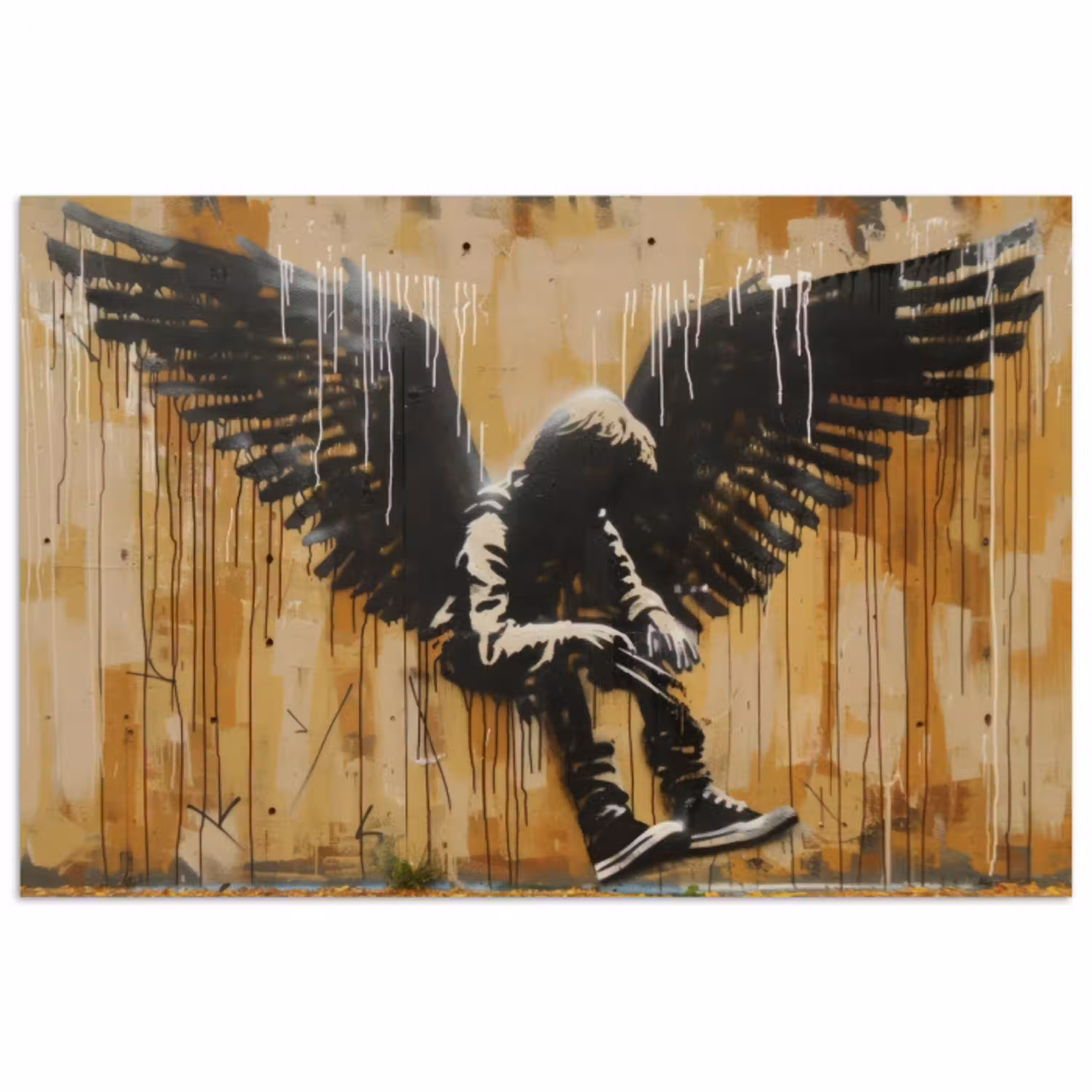 Graffiti - Kunst - Vleugels - Street art - Banksy poster papier klein -3d
