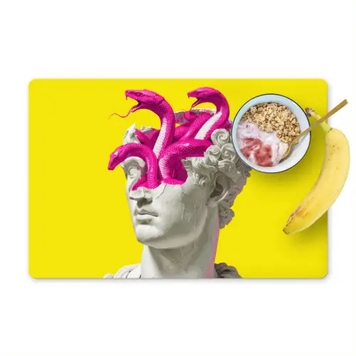 Buste - Slangen - Geel Placemat vinyl groot -zzzproduct_Kitchenyeah-website