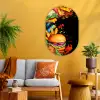 Fastfood - Graffiti - Hamburger - Eten - Modern Wandcirkel Ovaal Glas middel -sfeer4