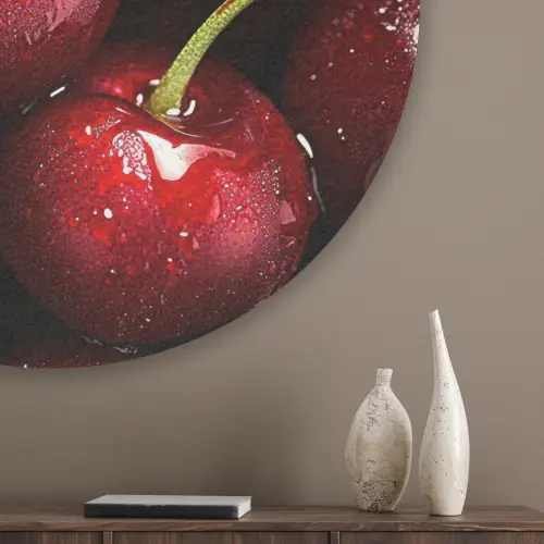 Rood - Fruit - Kersen Akoestische PET Vilt - Rond klein -sfeer5_closeup