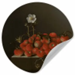 Stilleven met bosaardbeien - Schilderij van Adriaen Coorte Wandcirkel behangsticker klein -3d