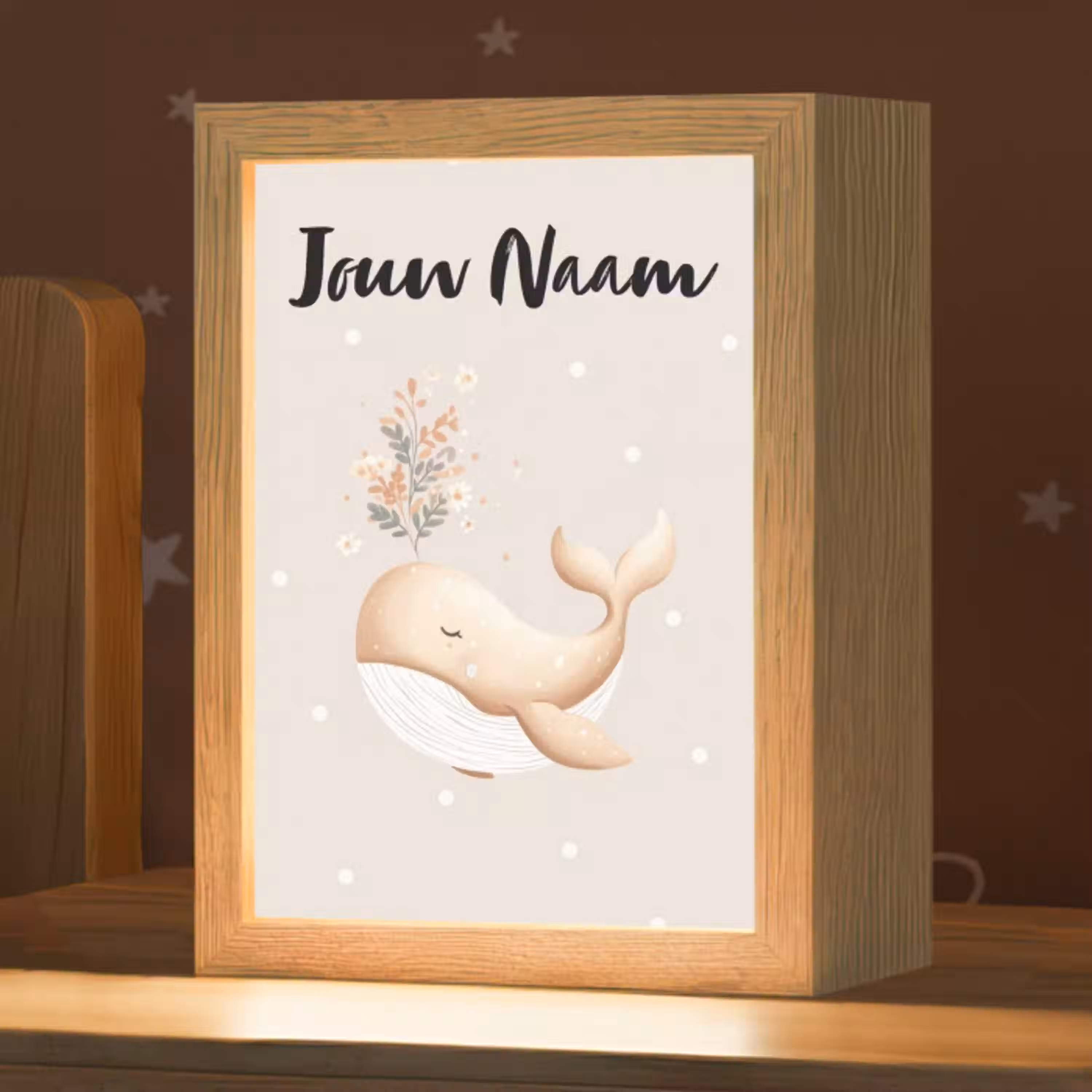 Minimalistisch - Walvis - Bloemen - Stippen Light Box met kabel (Kinderlampje) klein -zzz_3d_website