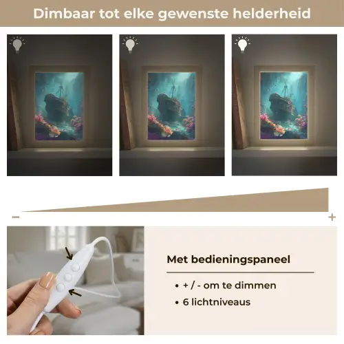 Schip - Hout - Koraalriffen - Zonlicht Light Box met kabel (Tafellamp) klein -USP_dimbaarNL