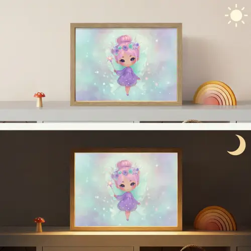 Fee - Paars - Glinsters Light Box met batterij (Wandlamp kind) middel -sfeer3_kind