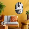 Modern - Vrouw - Zwart - Wit Wandcirkel Ovaal Forex klein -sfeer4