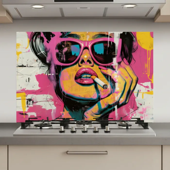 Portret - Vrouw - Abstract - Zonnebril keuken achterwand spatscherm klein -3d_website