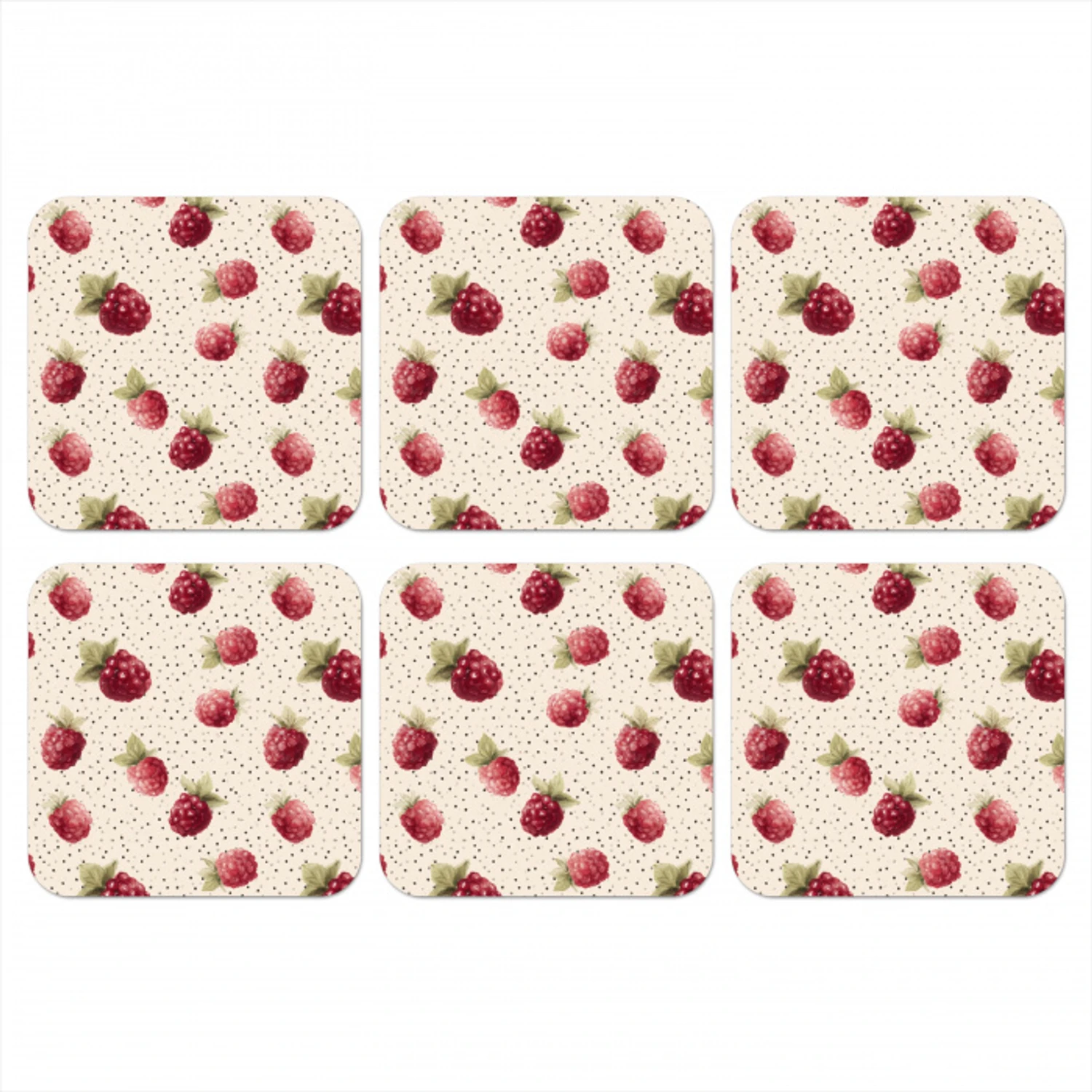 Framboos - Stippen - Rood onderzetter kurk middel 366 -3d