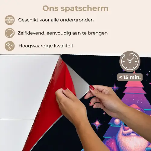 Retro - Kerstman - Rendieren - Kerstboom keuken achterwand spatscherm klein -spatscherm_NL