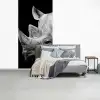 Dieren - Neushoorn - Zwart - Wit - Portret fotobehang vinyl groot -slaapkamer