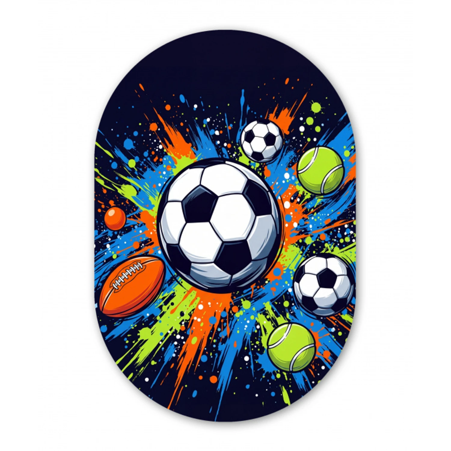 Sport - Ballen - Kleurrijk Wandcirkel Ovaal Forex klein -3d