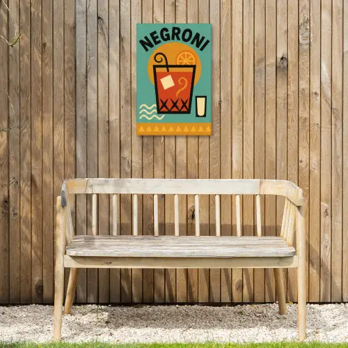 Cocktail - Negroni - Art - Sinaasappel Tuinposter op houten frame 2 cm dik klein -sfeer4