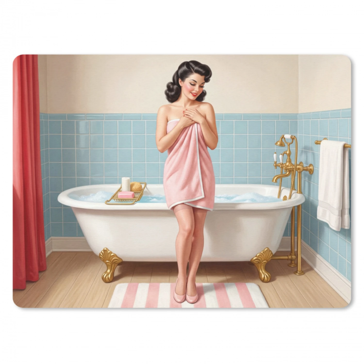Badkamer - Vrouw - Roze muismat rubber klein -3d
