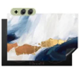 Abstract - Acryl - Blauw - Goud - Elegant Inductie beschemer met haakjes klein -3d