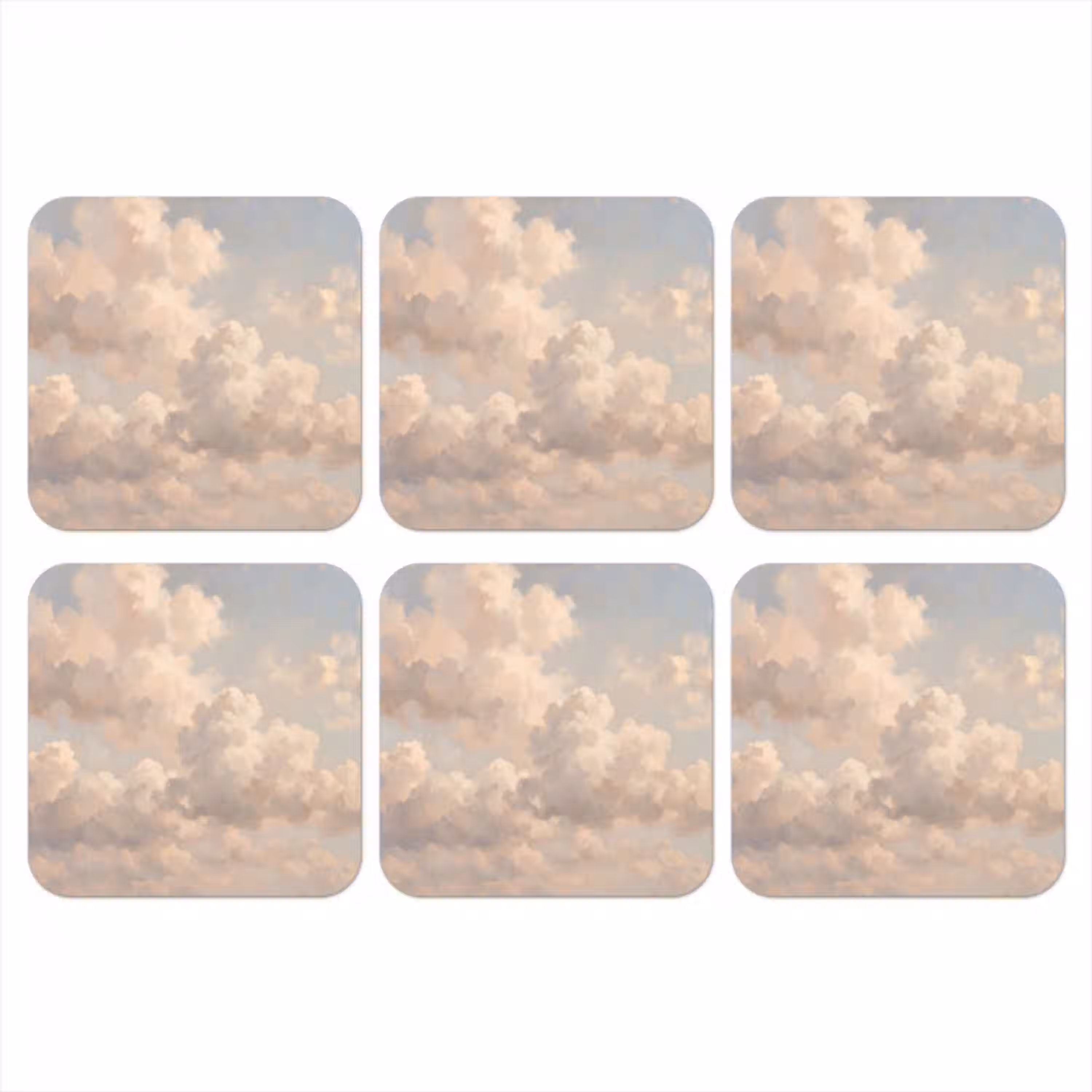 Wolken - Zacht - Natuur - Klassiek - Beige onderzetter kurk middel -3d