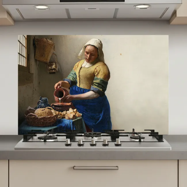 Het melkmeisje - Kunst - Oude meesters - Vermeer keuken achterwand spatscherm klein -3d_website