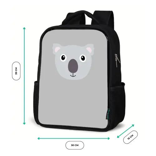 Dierenportret - Koala - grijs Rugzak - Zwart middel -productfoto_formaten