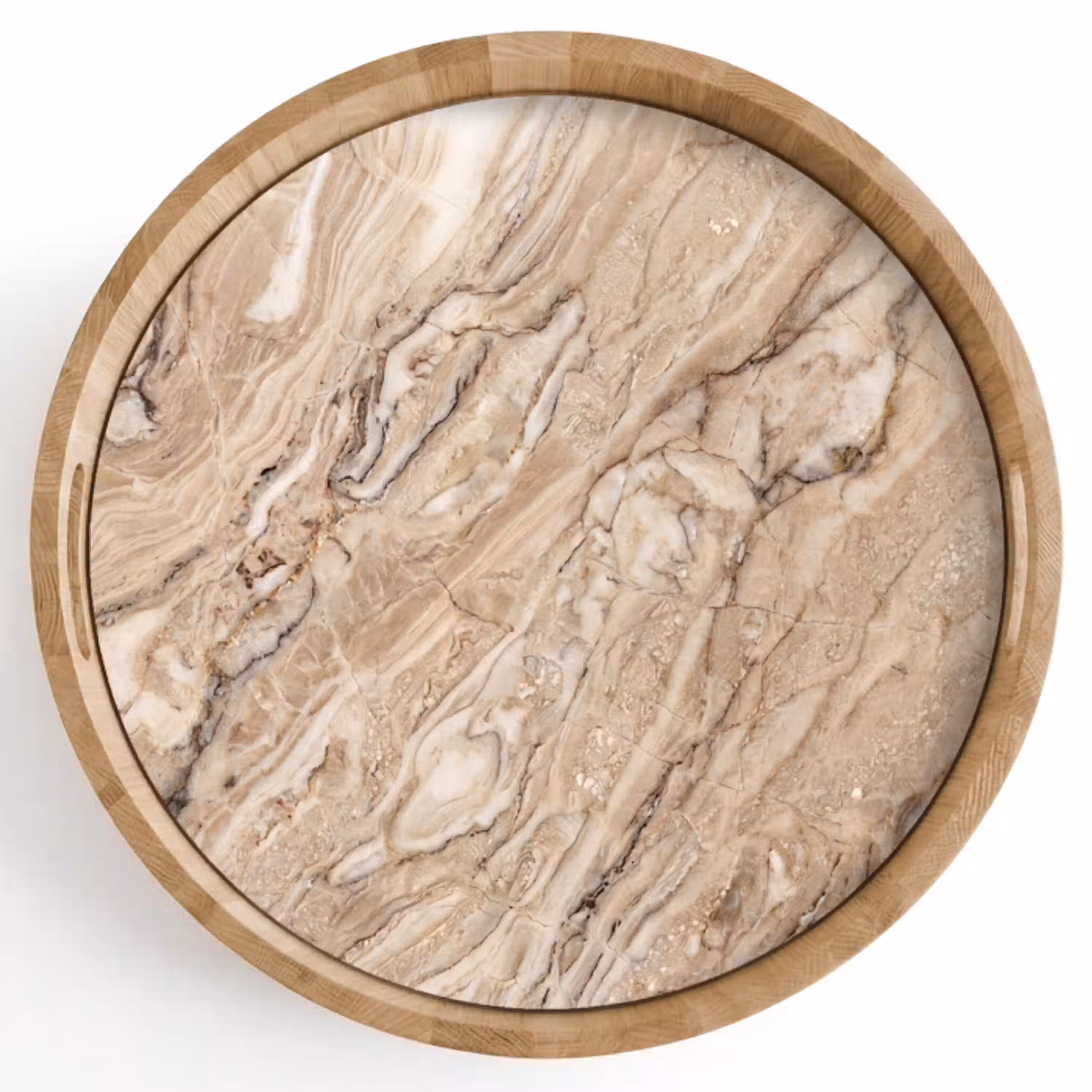 Textuur - Aders - Abstract - Modern - Beige Dienblad Rond middel -z3d_shopping