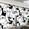 Lijnen - Gezichten - Zwart - Wit keuken achterwand 2 middel 865 -zzzz3d_schuin