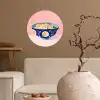 Noodles - Kom - Blauw - Illustratie Wandcirkel behangsticker klein -sfeer1