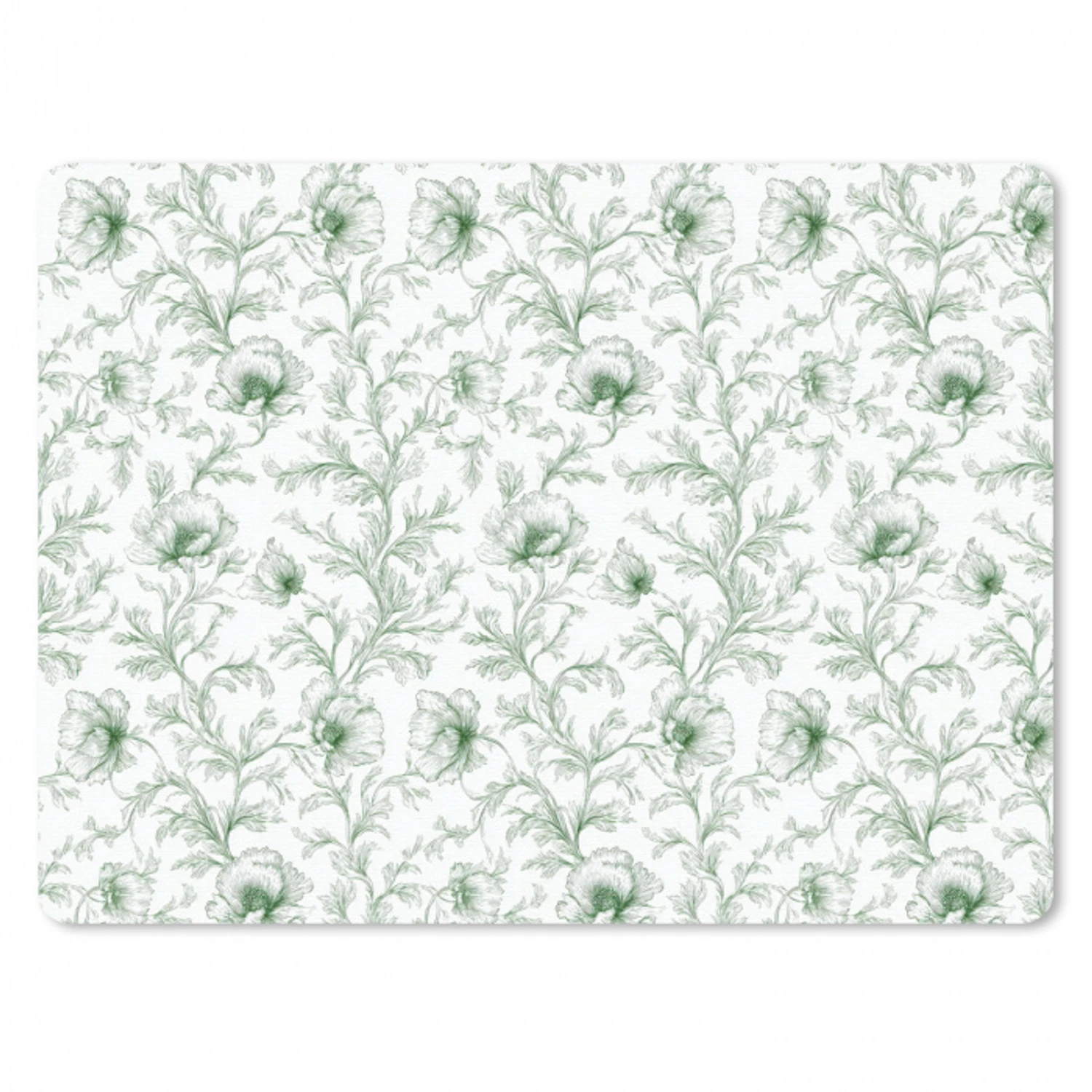 Bloemen - Getekend - Groen muismat rubber klein 262 -3d