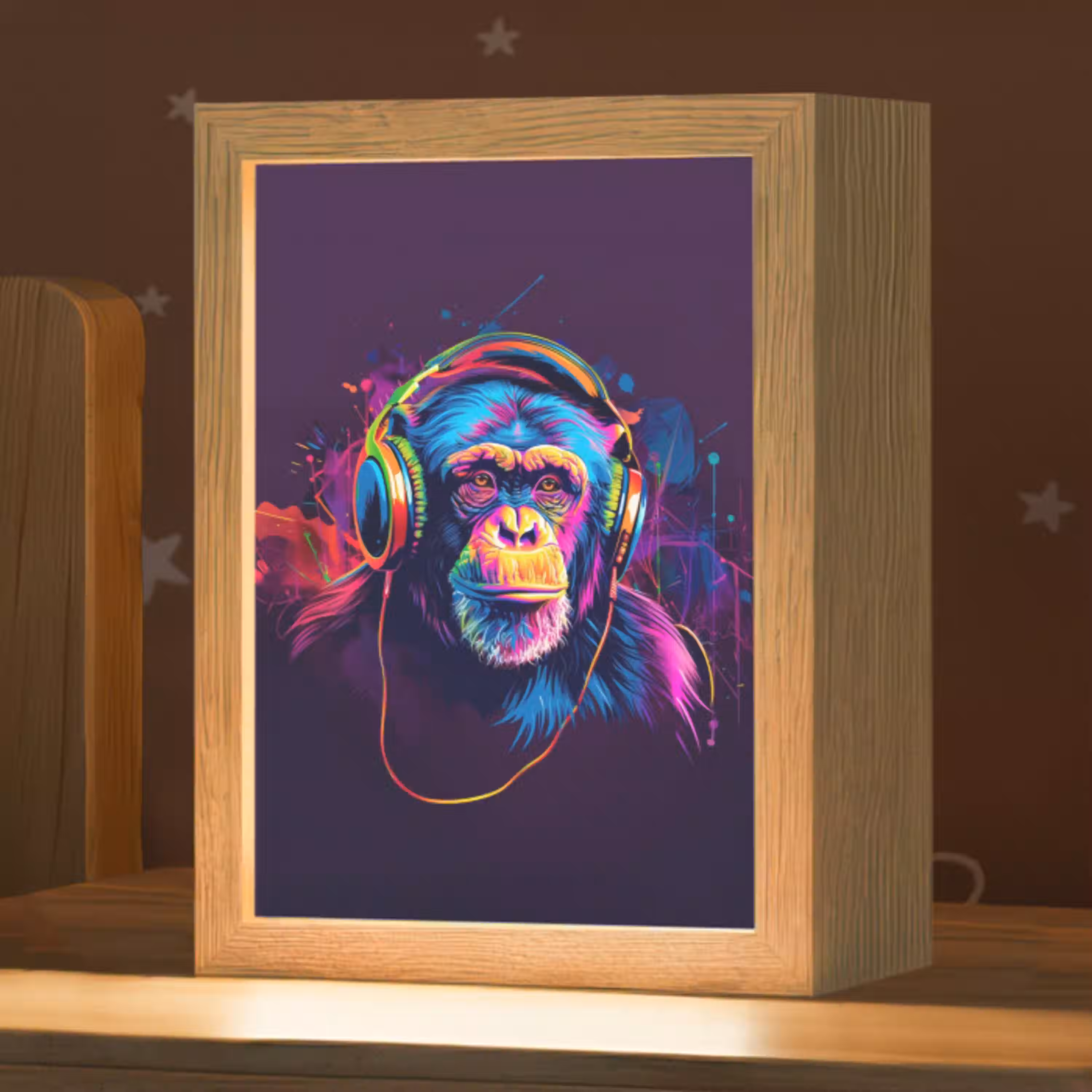 Aap - Koptelefoon - Muziek - Kleurrijk Light Box met kabel klein -zzz_3d_website