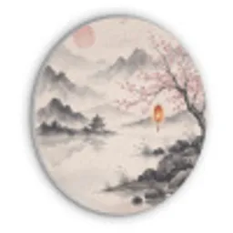 Zon - Japans - Traditioneel Akoestische PET Vilt - Rond klein -3d
