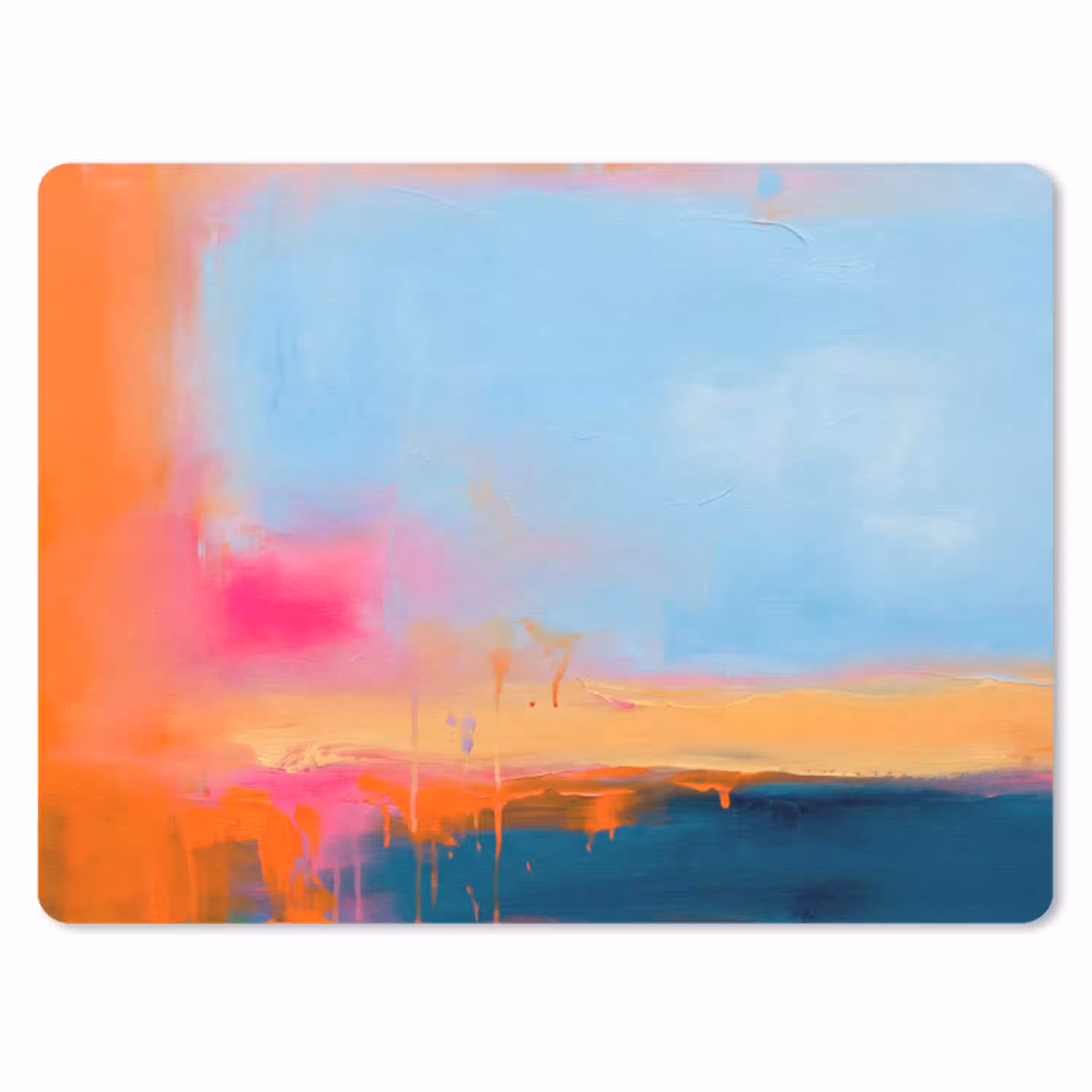Abstract - Kleurvlakken - Modern - Oranje - Blauw muismat rubber klein -3d