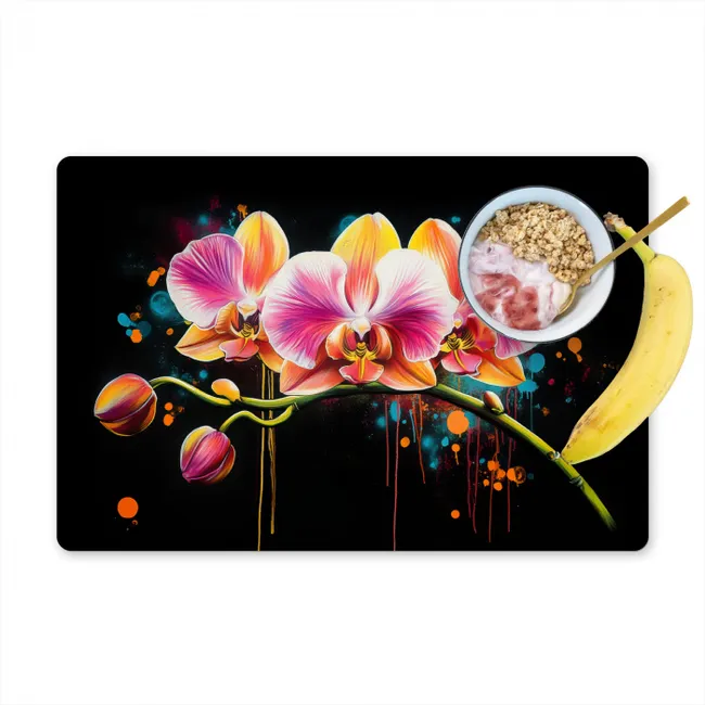 Orchidee - Graffiti - Kleurrijk - Bloemen - Abstract Placemat vinyl groot -zzzproduct_Kitchenyeah-website