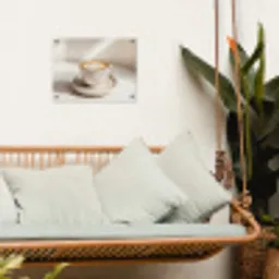 Cappuccino - Schuim - Schotel - Beige tuinposter los doek klein -sfeer7