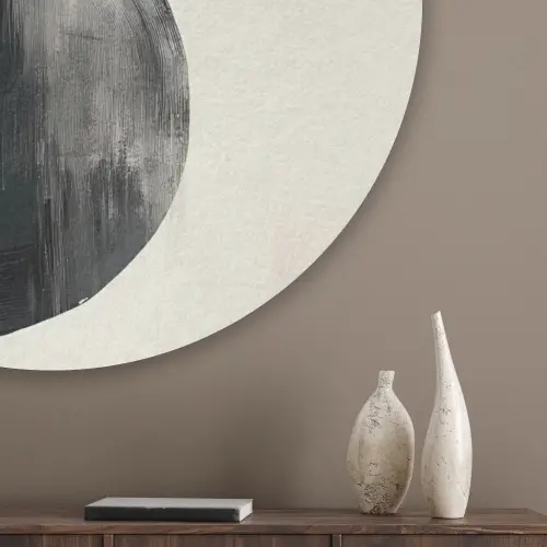 Cirkels - Vorm - Beige - Abstract Akoestische PET Vilt - Rond klein -sfeer5_closeup