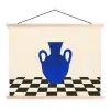 Vaas - Blauw - Geblokt - Modern textielposter latten blank klein -3d
